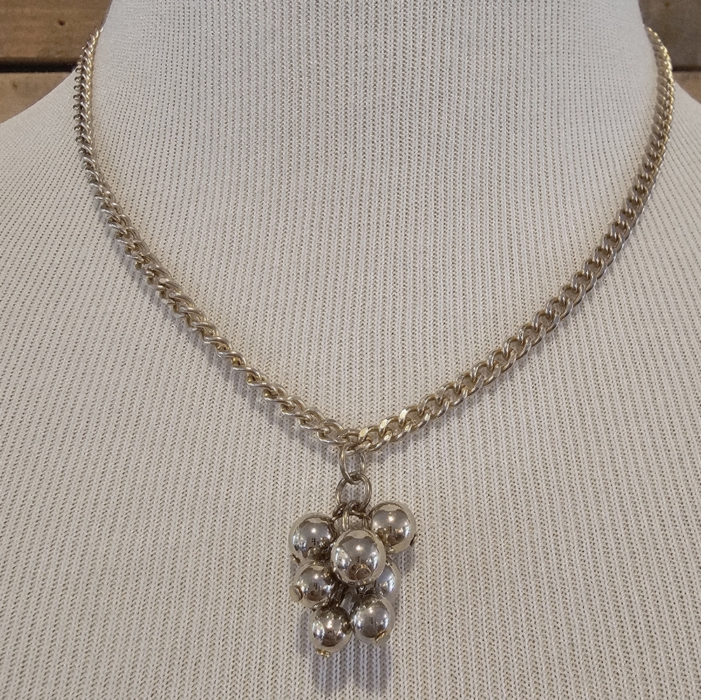 Vintage Goldtone Bubble Pendant on  Goldtone Curb Link Chain
